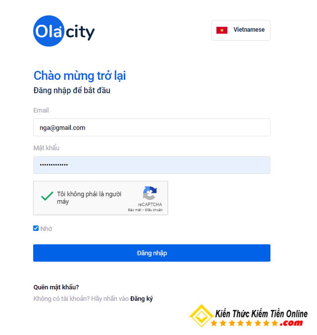 Huong dan nhap thong tin kiem tien online cung OlaCity dang nhap tai khoan kien thuc kiem tien online 01