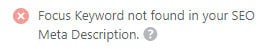 focus keyword not found in meta description test