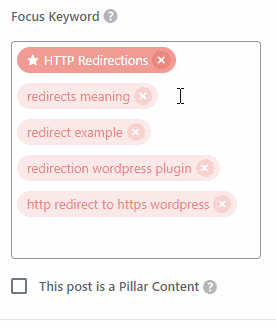 select individual focus keywords to check tests