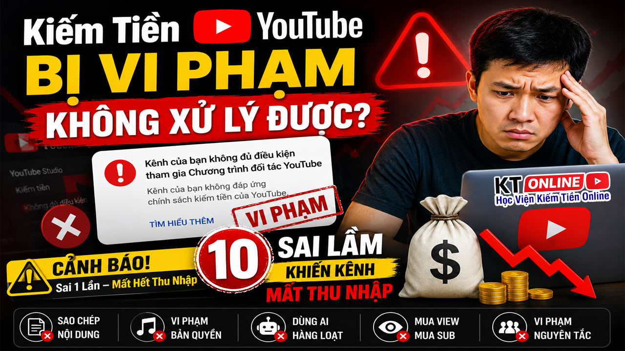 Kiếm Tiền YouTube Bị Vi Phạm Không Xử Lý Được? 10 Sai Lầm Khiến Kênh Mất Thu Nhập 1 Kiếm Tiền YouTube Bị Vi Phạm Không Xử Lý Được? 10 Sai Lầm Khiến Kênh Mất Thu Nhập