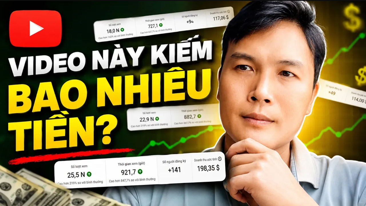 Thu Nhập YouTube Thực Tế Tôi Đã Kiếm Được Bao Nhiêu Tiền Từ Làm Video? 1 Kiếm Tiền YouTube Bạn Muốn Biết Thu Nhập YouTube? Đây Là Con Số Thực Tế Của Mình!